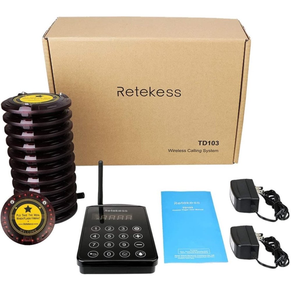 Retekess TD103 iškvietimo sistema su 10 imtuvų restoranams ir klinikoms