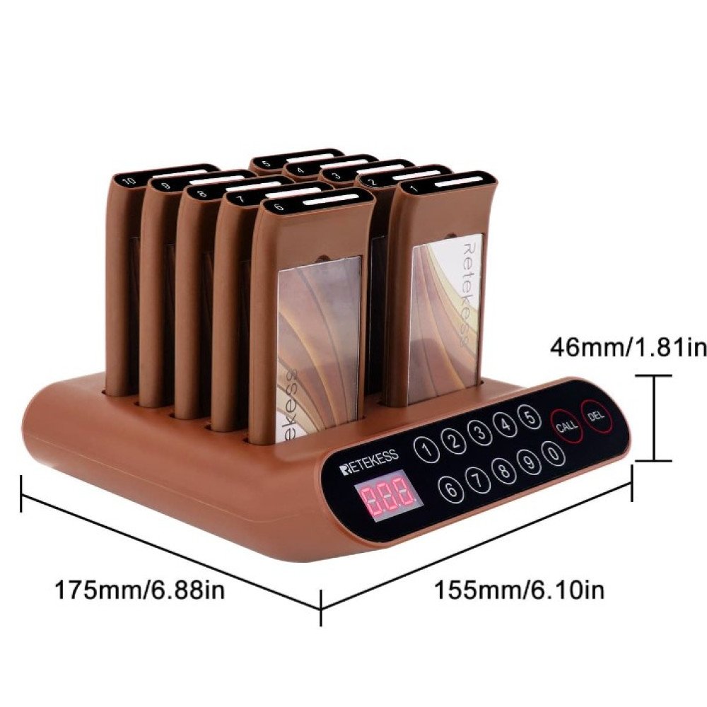 Retekess T116A belaidė iškvietimo sistema su 10 imtuvų restoranams ir klinikoms