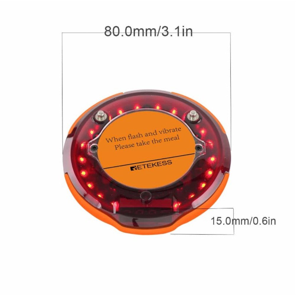 Retekess TD156 – vandeniui atsparūs klientų imtuvai su įkrovimo baze (10 vnt.) Retekess TD156 IP67 atspari iškvietimo sistema su 10 imtuvų restoranams ir klinikoms