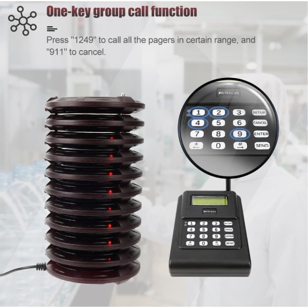 Klientų iškvietimo sistema – 10 vartotojų Retekess TD166 ilgos distancijos