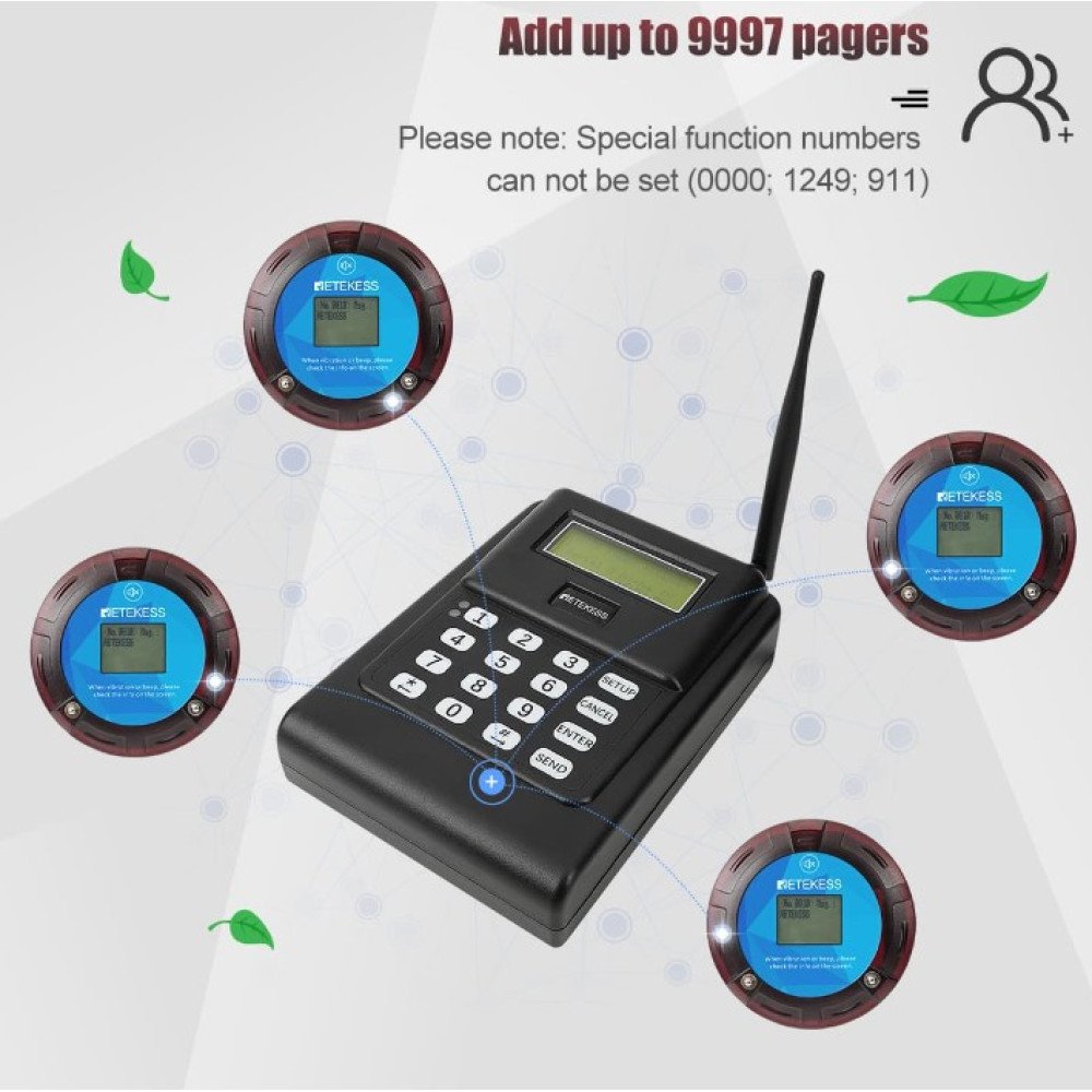 Klientų iškvietimo sistema – 10 vartotojų Retekess TD166 ilgos distancijos