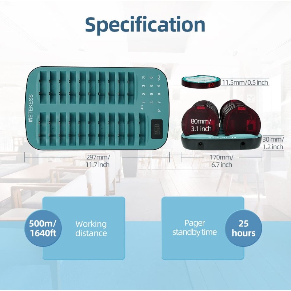 Klientų iškvietimo sistema – 20 vartotojų Retekess TD167A