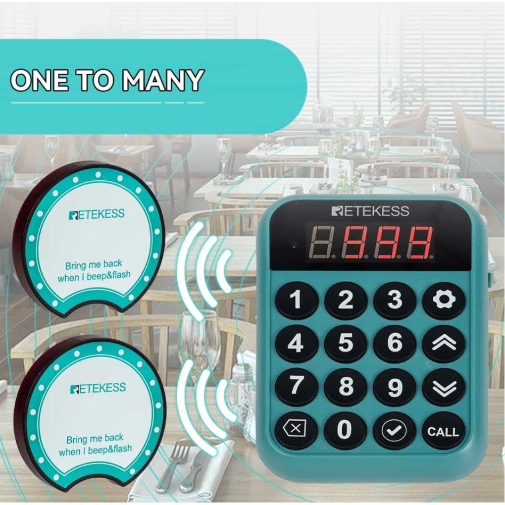 Klientų iškvietimo sistema – 24 vartotojų Retekess TD168R Klientų iškvietimo sistema – 24 vartotojų Retekess TD168R