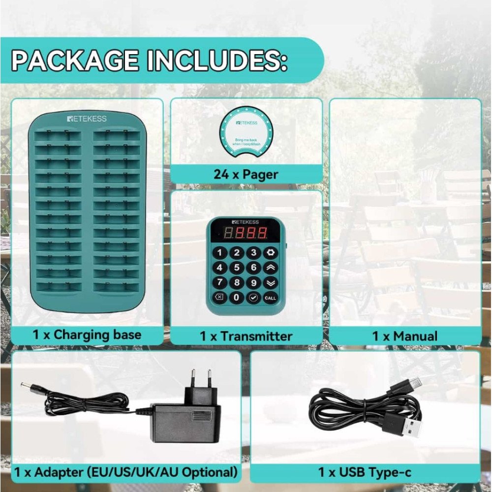 Klientų iškvietimo sistema – 24 vartotojų Retekess TD168R Klientų iškvietimo sistema – 24 vartotojų Retekess TD168R