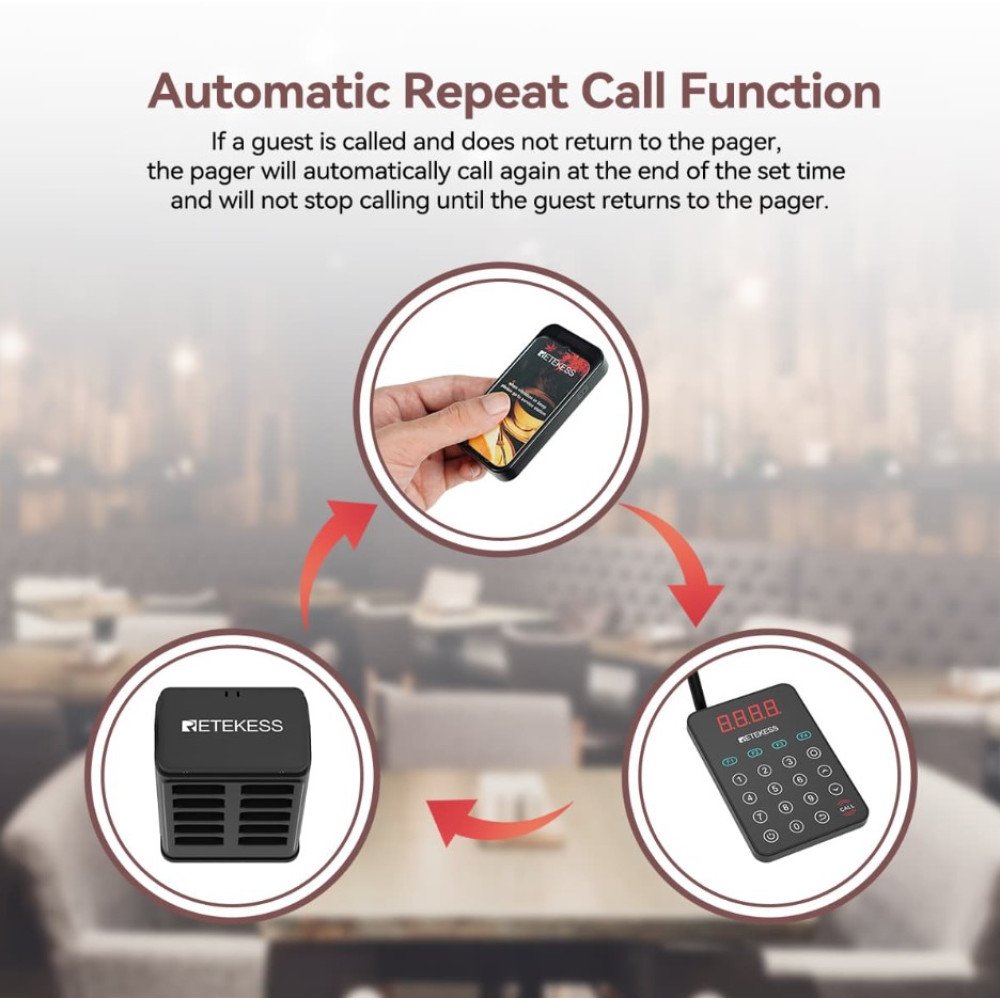 Klientų iškvietimo sistema – 20 vartotojų Retekess TD177 Klientų iškvietimo sistema – 20 vartotojų Retekess TD177