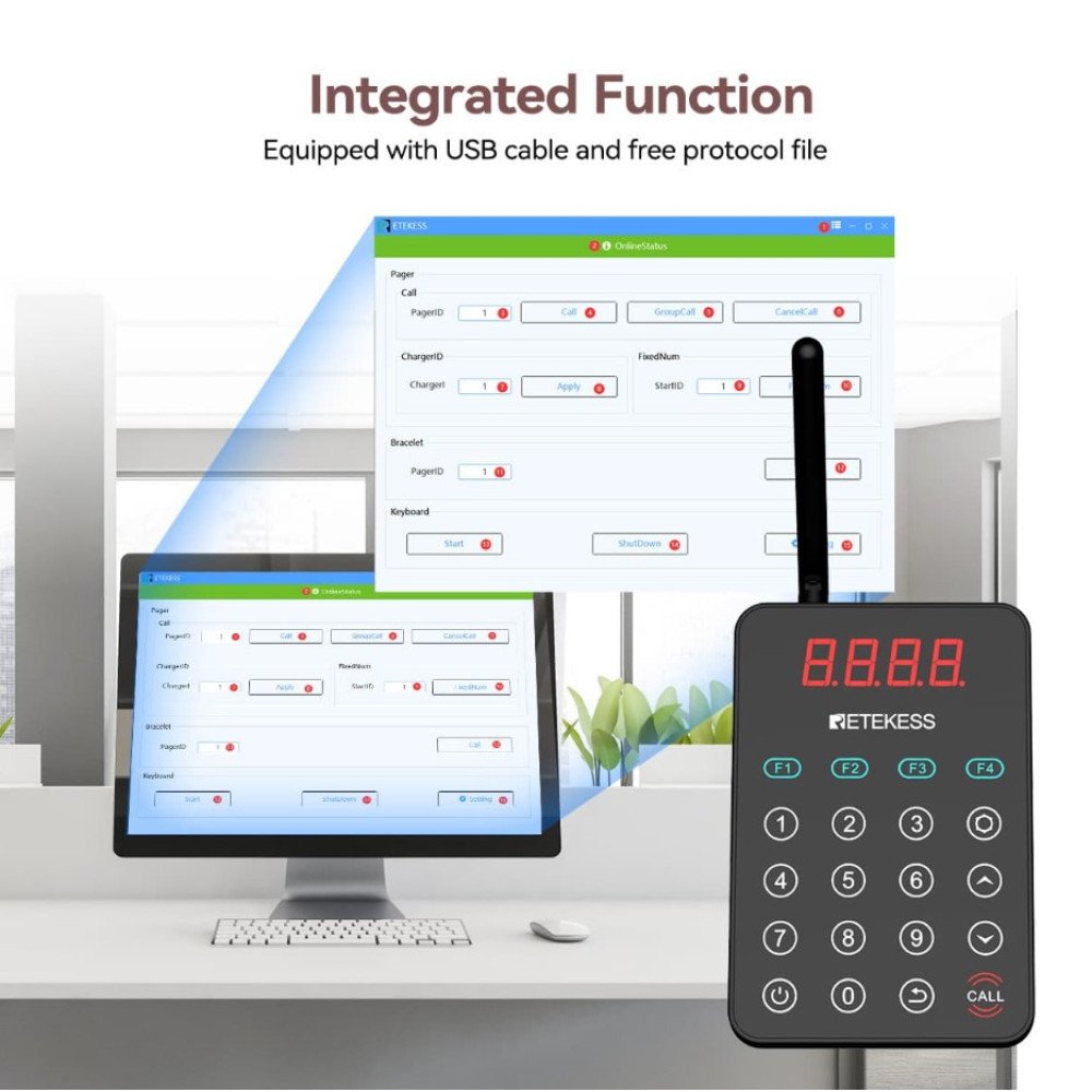 Klientų iškvietimo sistema – 20 vartotojų Retekess TD177 Klientų iškvietimo sistema – 20 vartotojų Retekess TD177
